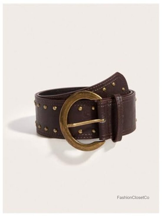 PU Leather Studded Y2k Belt Punk Rave Cowgirl Waist Belt main image 4